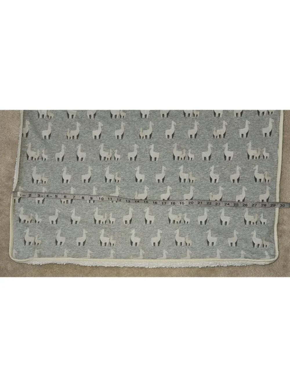 Cloud Island Gray Llama Alpaca Baby Blanket Jersey Knit Sherpa 30x35